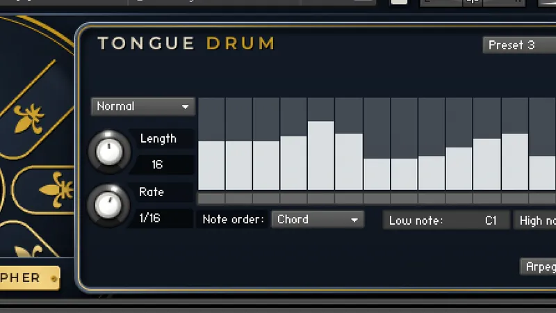 Detail of the new Tongue Drum interface in development