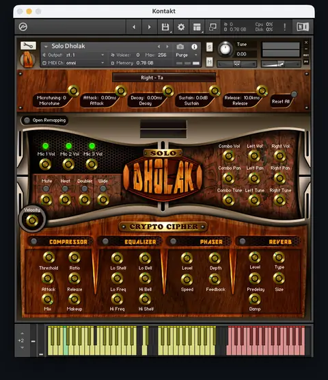 Solo Dholak Kontakt interface