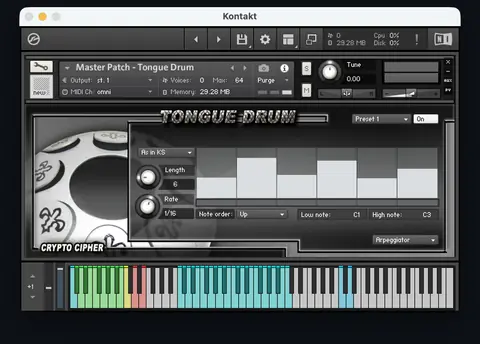 Tongue Drum Kontakt interface